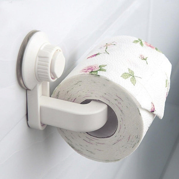 Toilet Paper Holder Super Storage Suction Cup Wall Mount Removable Rack Suction Cup Toilet Paper Holder  Wall Mount Plastic Tissue Roll Dispenser For Bathroom And Kitchen