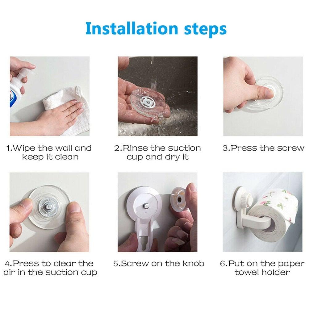 Toilet Paper Holder Super Storage Suction Cup Wall Mount Removable Rack Suction Cup Toilet Paper Holder  Wall Mount Plastic Tissue Roll Dispenser For Bathroom And Kitchen