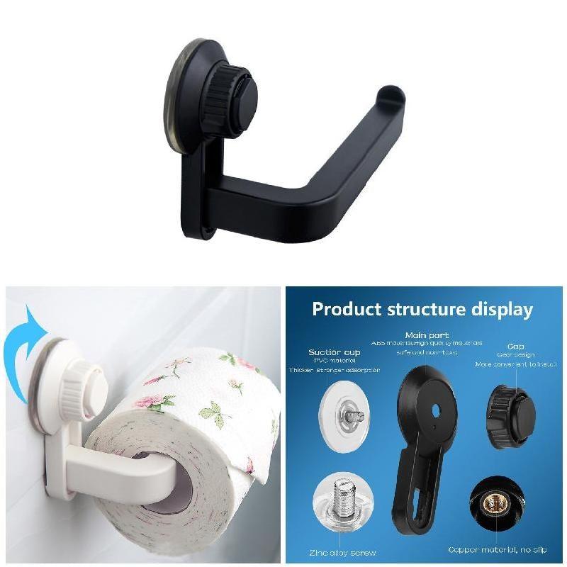 Toilet Paper Holder Super Storage Suction Cup Wall Mount Removable Rack Suction Cup Toilet Paper Holder  Wall Mount Plastic Tissue Roll Dispenser For Bathroom And Kitchen