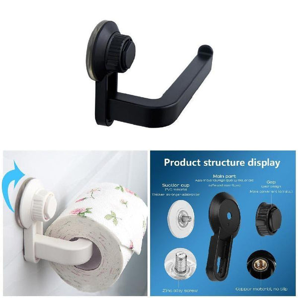 Toilet Paper Holder Super Storage Suction Cup Wall Mount Removable Rack Suction Cup Toilet Paper Holder  Wall Mount Plastic Tissue Roll Dispenser For Bathroom And Kitchen