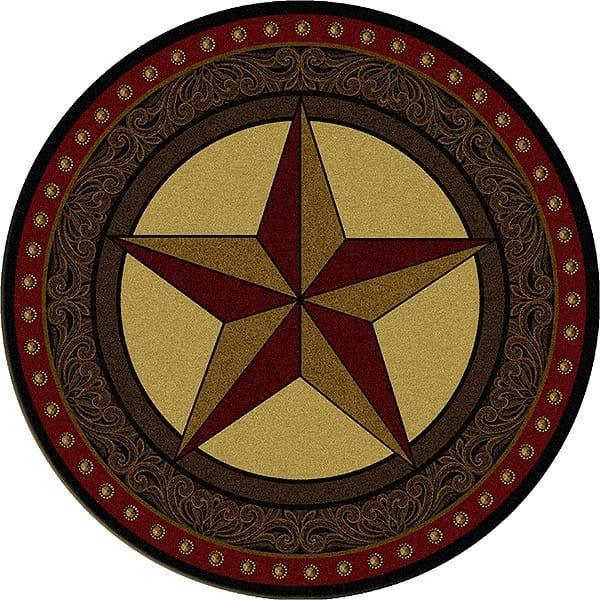 Tooled Leather Star 8' Round Rug - Gifts for You 'n Me
