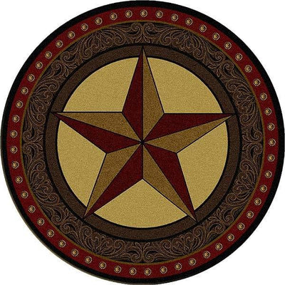 Tooled Leather Star 8' Round Rug