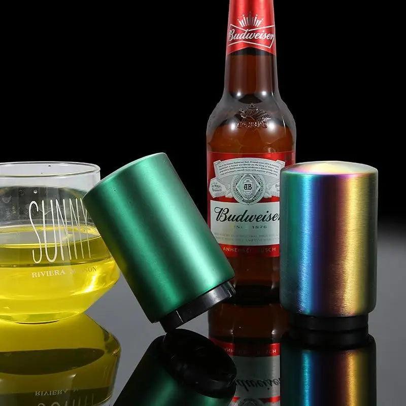 Automatic Beer Bottle Opener Magnet Beer Opener Stainless Steel Push Down Opener Wine Beer Soda Cap Opener Kitchen Accessories