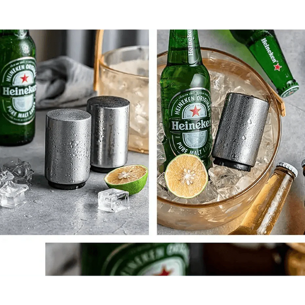 Automatic Beer Bottle Opener Magnet Beer Opener Stainless Steel Push Down Opener Wine Beer Soda Cap Opener Kitchen Accessories