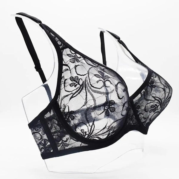 Plus Size Lace Bras For Women Underwired Bralette Womens Underwear Delicate Embroidery Lingerie Brassiere