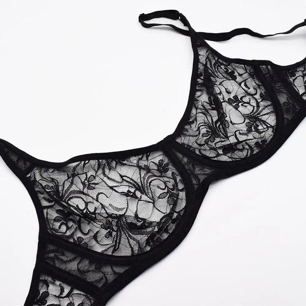 Plus Size Lace Bras For Women Underwired Bralette Womens Underwear Delicate Embroidery Lingerie Brassiere