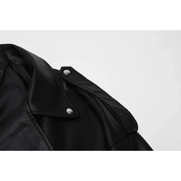 PU Faux Leather Jacket Women Loose Sashes Casual Biker Jackets Outwear Female Tops BF Style Black Leather Jacket Coat