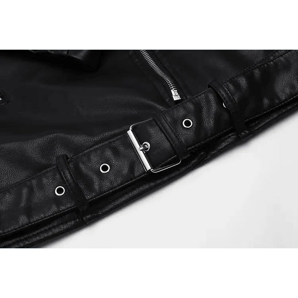 PU Faux Leather Jacket Women Loose Sashes Casual Biker Jackets Outwear Female Tops BF Style Black Leather Jacket Coat