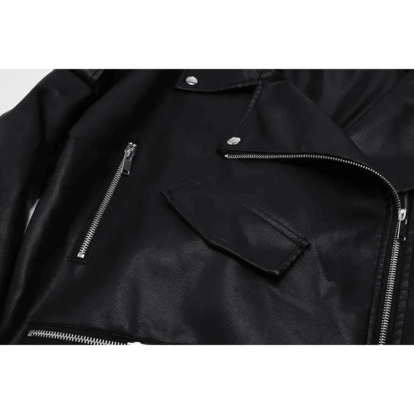 PU Faux Leather Jacket Women Loose Sashes Casual Biker Jackets Outwear Female Tops BF Style Black Leather Jacket Coat