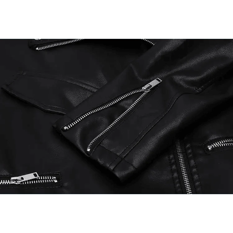 PU Faux Leather Jacket Women Loose Sashes Casual Biker Jackets Outwear Female Tops BF Style Black Leather Jacket Coat