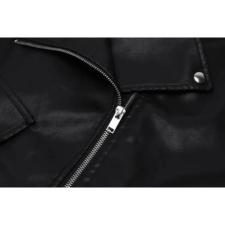 PU Faux Leather Jacket Women Loose Sashes Casual Biker Jackets Outwear Female Tops BF Style Black Leather Jacket Coat