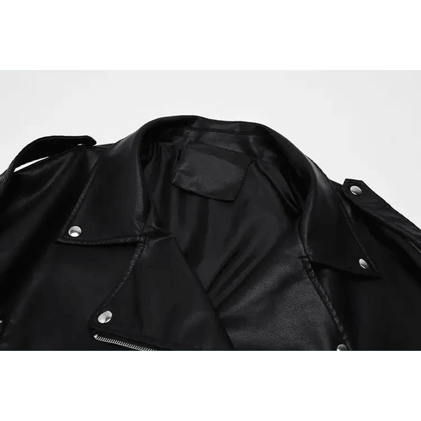 PU Faux Leather Jacket Women Loose Sashes Casual Biker Jackets Outwear Female Tops BF Style Black Leather Jacket Coat