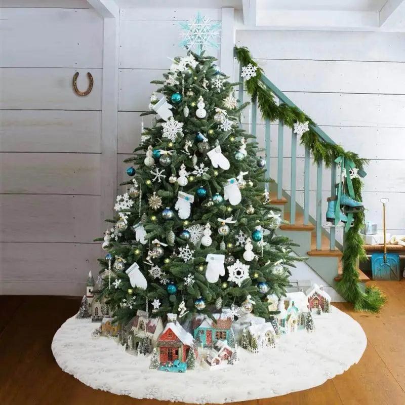 White Christmas Tree Skirt Plush Faux Fur Xmas Tree Carpet Merry Christmas Tree Decorations Ornament New Year Home Decor