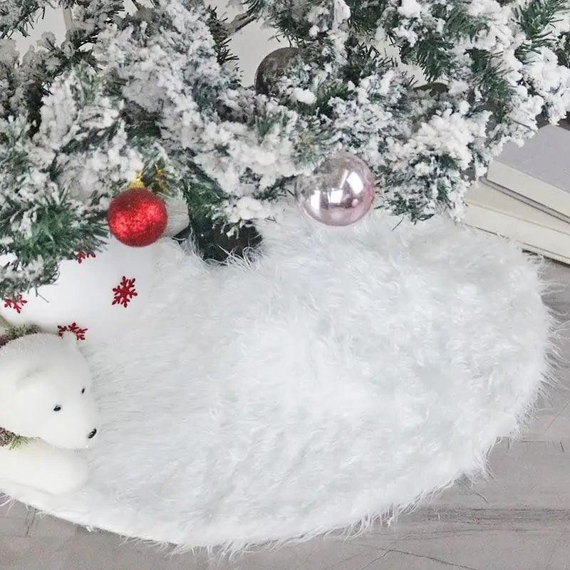White Christmas Tree Skirt Plush Faux Fur Xmas Tree Carpet Merry Christmas Tree Decorations Ornament New Year Home Decor