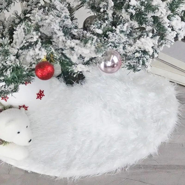 White Christmas Tree Skirt Plush Faux Fur Xmas Tree Carpet Merry Christmas Tree Decorations Ornament New Year Home Decor