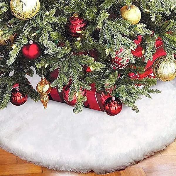 White Christmas Tree Skirt Plush Faux Fur Xmas Tree Carpet Merry Christmas Tree Decorations Ornament New Year Home Decor
