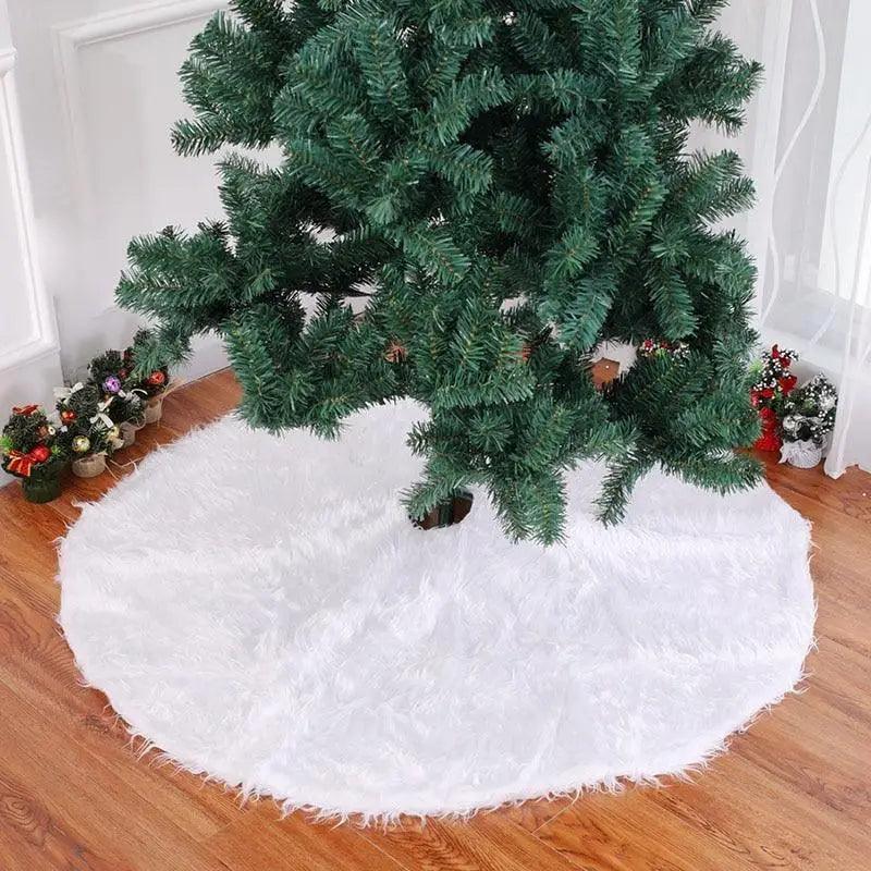 White Christmas Tree Skirt Plush Faux Fur Xmas Tree Carpet Merry Christmas Tree Decorations Ornament New Year Home Decor