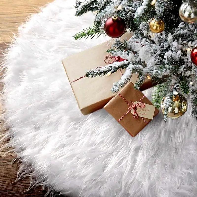 White Christmas Tree Skirt Plush Faux Fur Xmas Tree Carpet Merry Christmas Tree Decorations Ornament New Year Home Decor