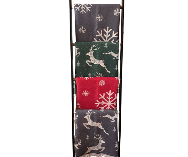 Christmas Reindeer Snowflake Turkish Cotton Throw Blanket 56×72 – Soft Organic Holiday Decor Gift