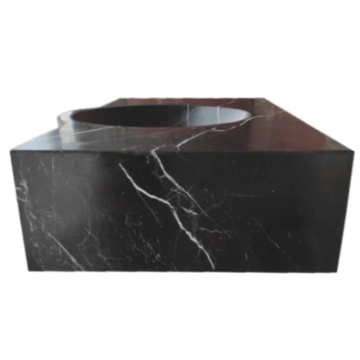 Toros Black Marble Rectangular Wall-mount Bathroom Sink (W)17