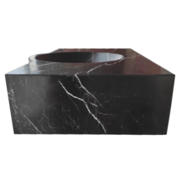 Toros Black Marble Rectangular Wall-mount Bathroom Sink (W)17