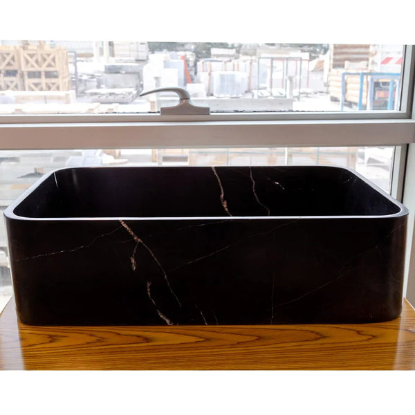 Toros Black Marble Above Vanity Rectangular Bathroom Sink Polished (W)13.5