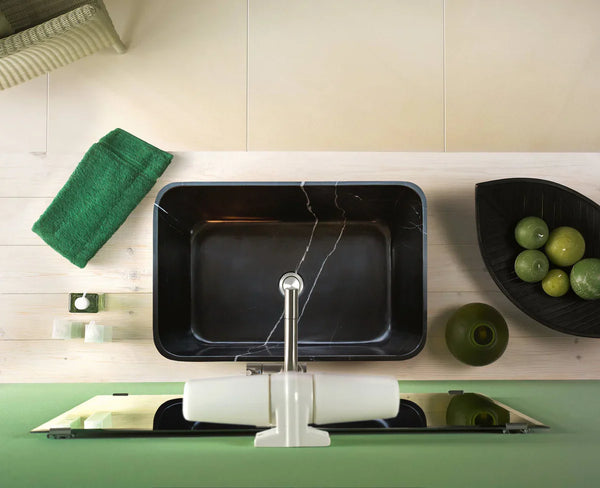 Toros Black Marble Above Vanity Rectangular Bathroom Sink Polished (W)13.5