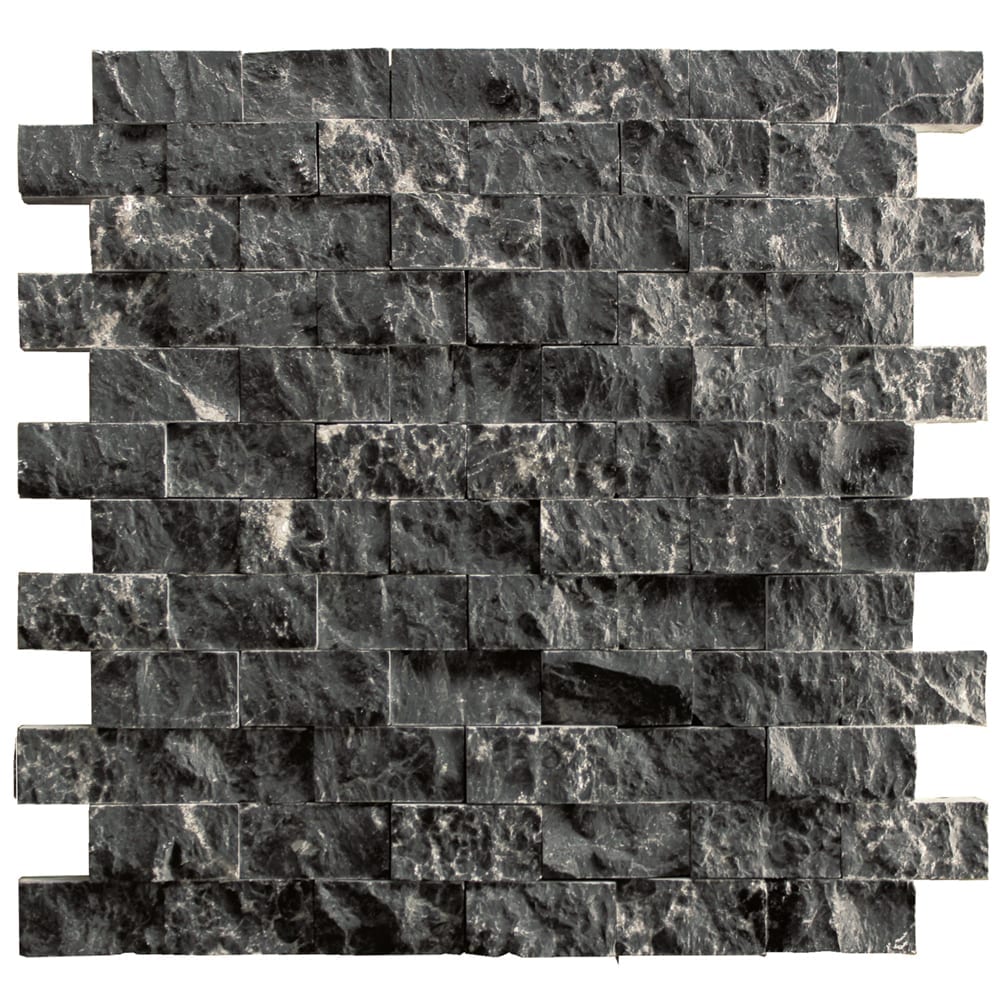 Toros Black Marble Split Face Brick Mosaic Wall Tile - Livfloors Collection