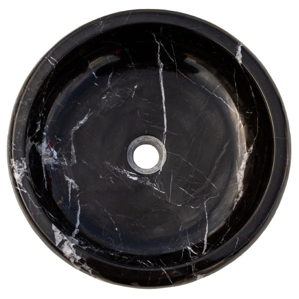 Natural Stone Toros Black Marble Vessel Sink Bowl Polished (D)16