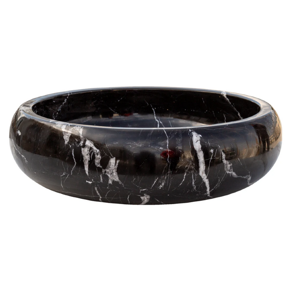 Natural Stone Toros Black Marble Vessel Sink Bowl Polished (D)16