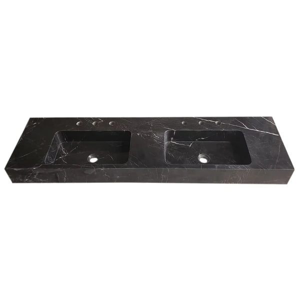 Toros Black Marble Double Sink Wall-mount Bathroom Sink Polished (W)18