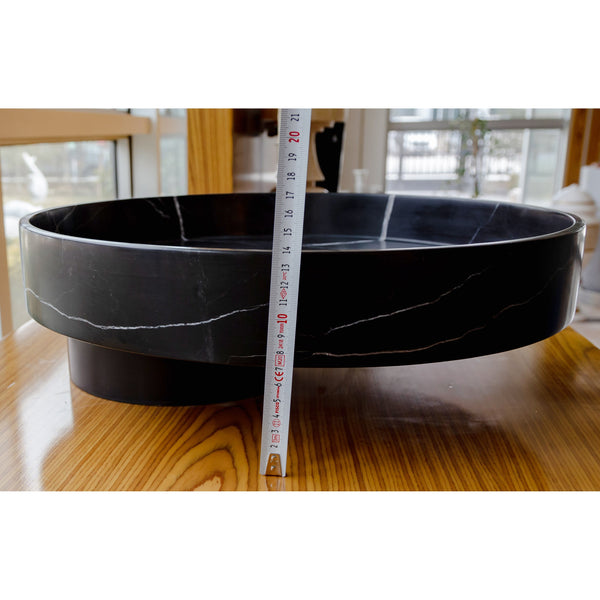 Toros Black Natural Stone Marble Artistic Vessel Sink Polished (D)17.5