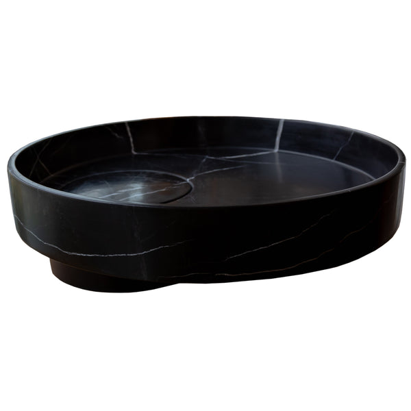 Toros Black Natural Stone Marble Artistic Vessel Sink Polished (D)17.5