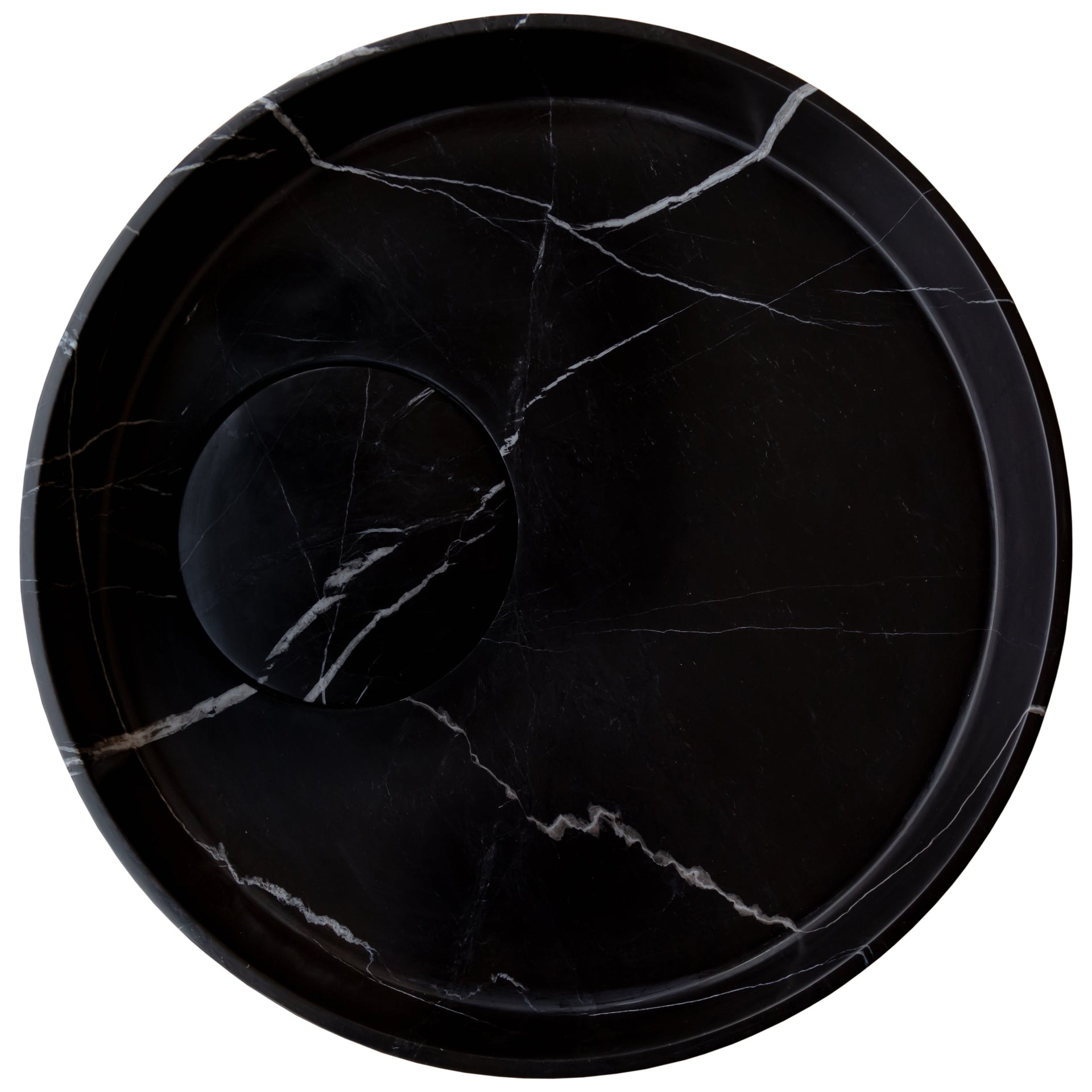 Toros Black Natural Stone Marble Artistic Vessel Sink Polished (D)17.5