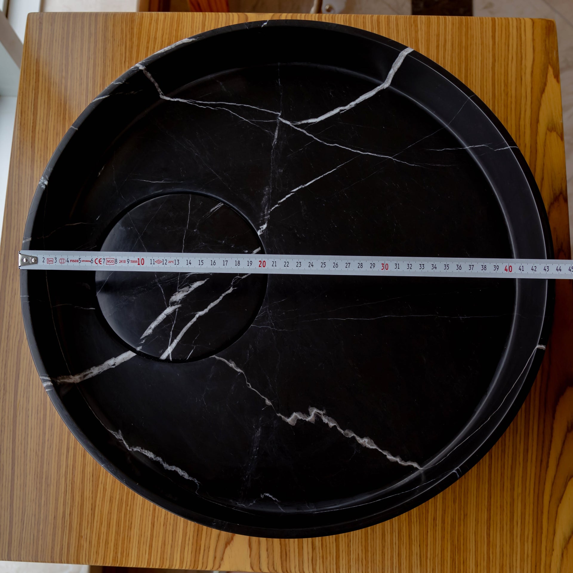 Toros Black Natural Stone Marble Artistic Vessel Sink Polished (D)17.5