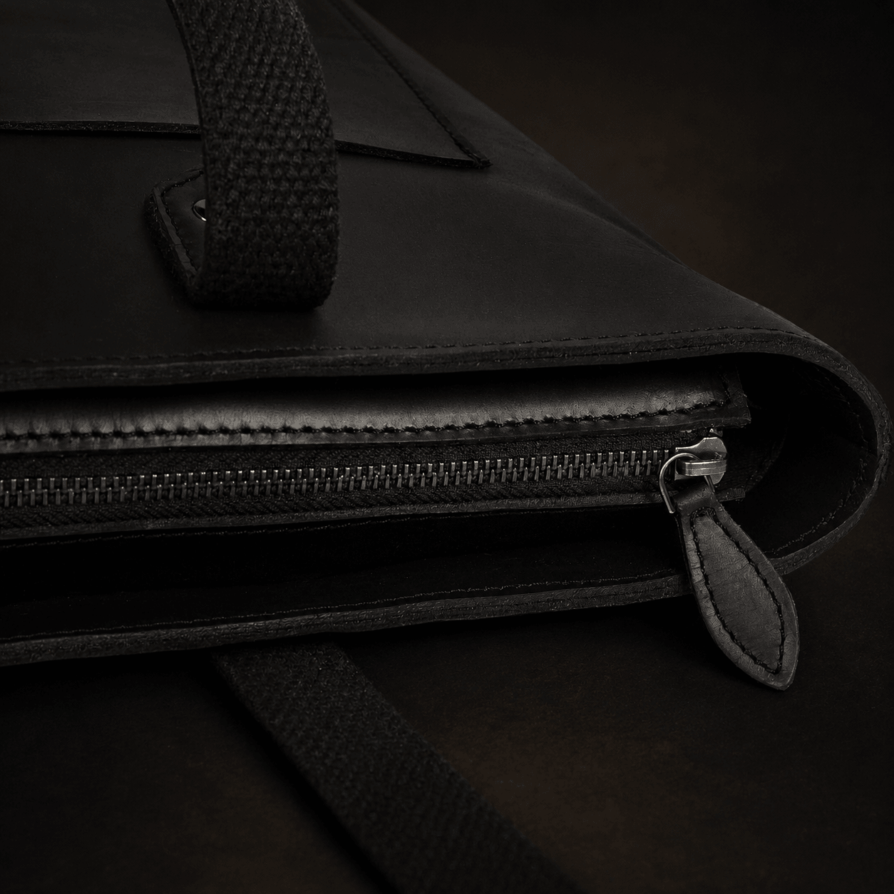 Classic Black Leather Tote Bag