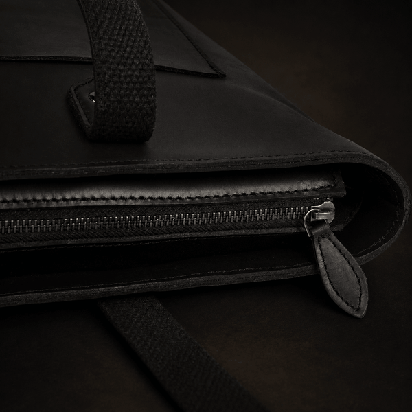Classic Black Leather Tote Bag