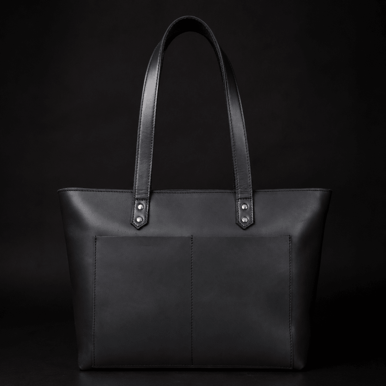 Classic Black Leather Tote Bag