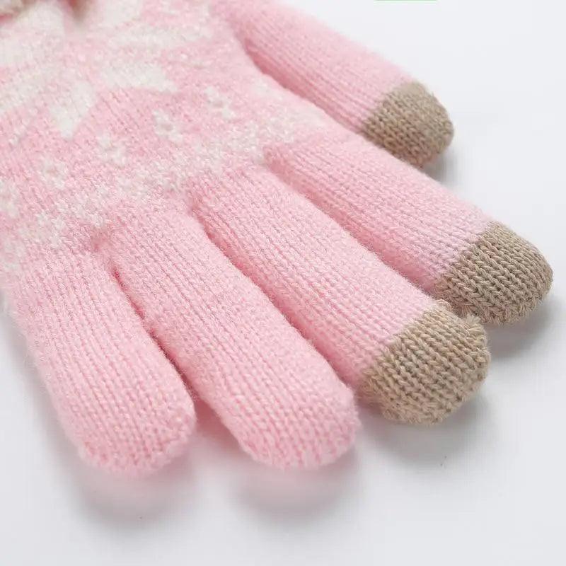 Touchscreen Thick Knitted Full Finger Women Gloves Classic Warm Soft Stylish Gloves For Women