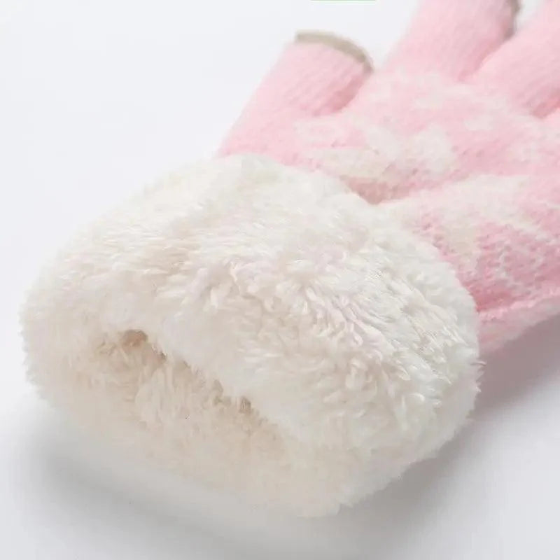 Touchscreen Thick Knitted Full Finger Women Gloves Classic Warm Soft Stylish Gloves For Women