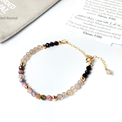 Tourmaline & Garnet Tasbih Bracelet | Women's Misbaha - 33 Beads, 4mm