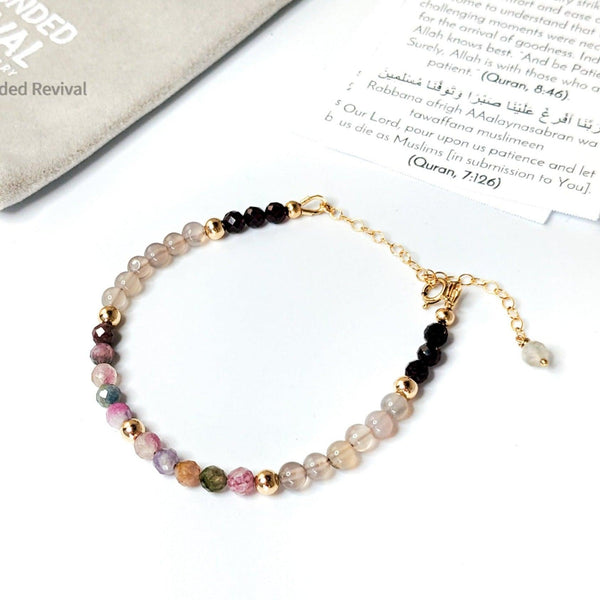Tourmaline & Garnet Tasbih Bracelet | Women's Misbaha - 33 Beads, 4mm