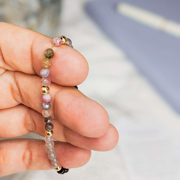 Tourmaline & Garnet Tasbih Bracelet | Women's Misbaha - 33 Beads, 4mm