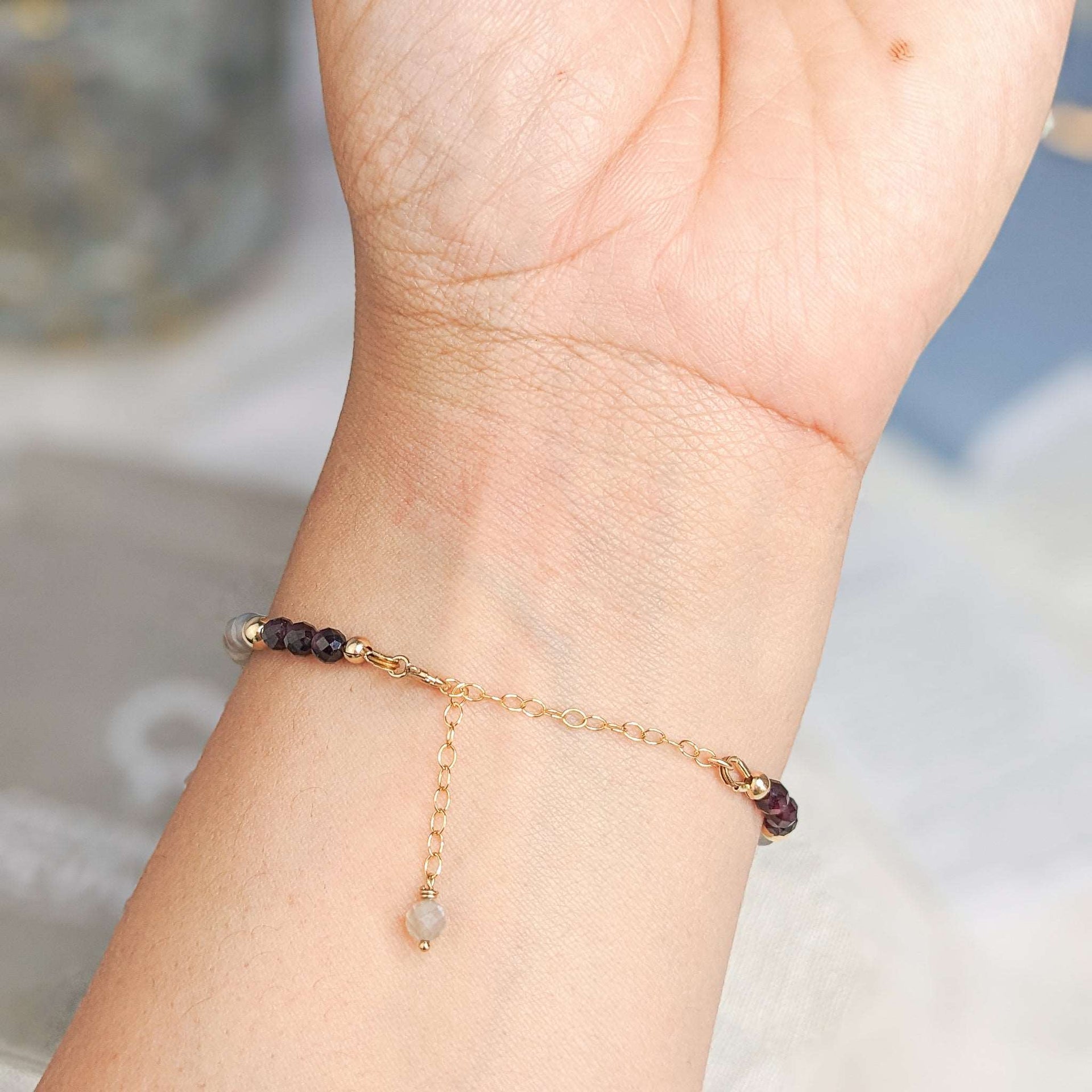 Tourmaline & Garnet Tasbih Bracelet | Women's Misbaha - 33 Beads, 4mm