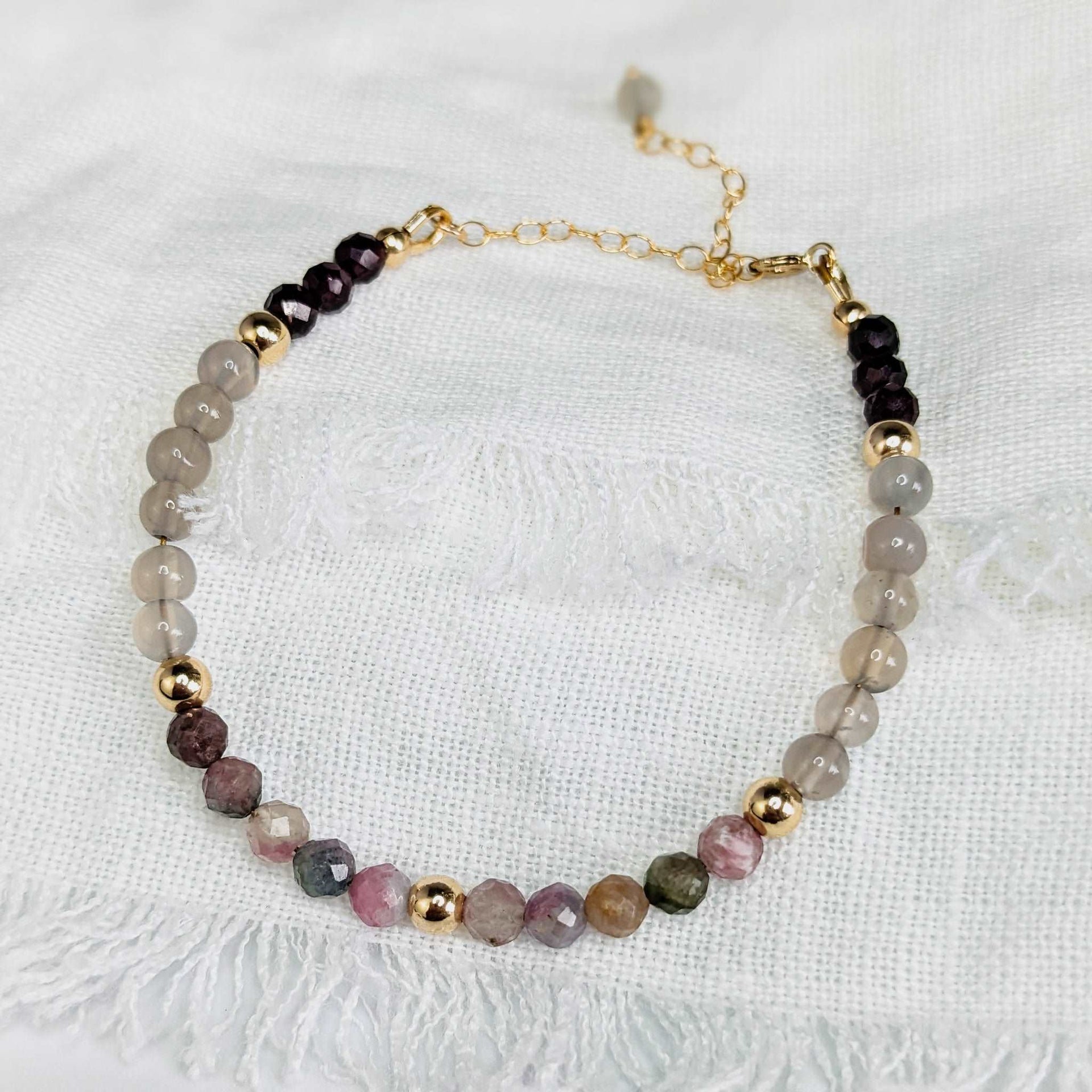 Tourmaline & Garnet Tasbih Bracelet | Women's Misbaha - 33 Beads, 4mm