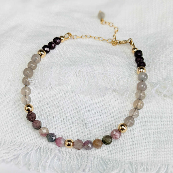 Tourmaline & Garnet Tasbih Bracelet | Women's Misbaha - 33 Beads, 4mm