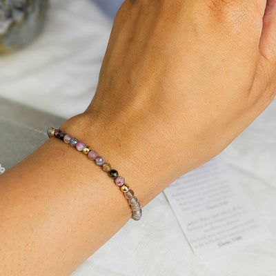 Tourmaline & Garnet Tasbih Bracelet | Women's Misbaha - 33 Beads, 4mm