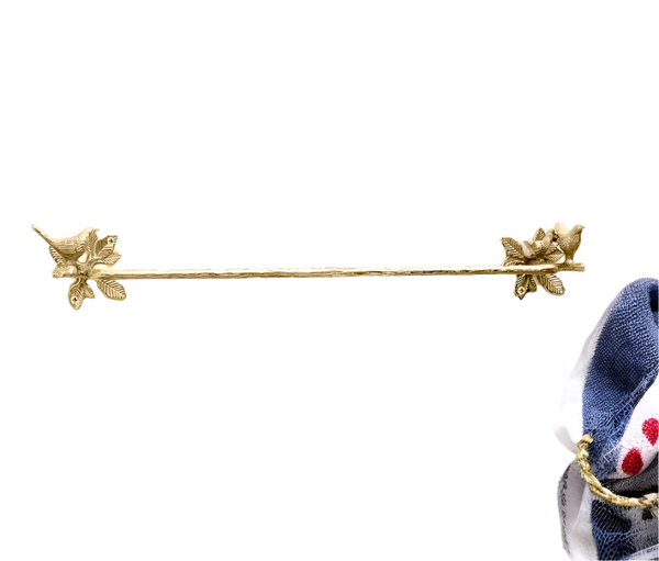 Brass Bird Towel Rack - Brushed/Satin Finish
