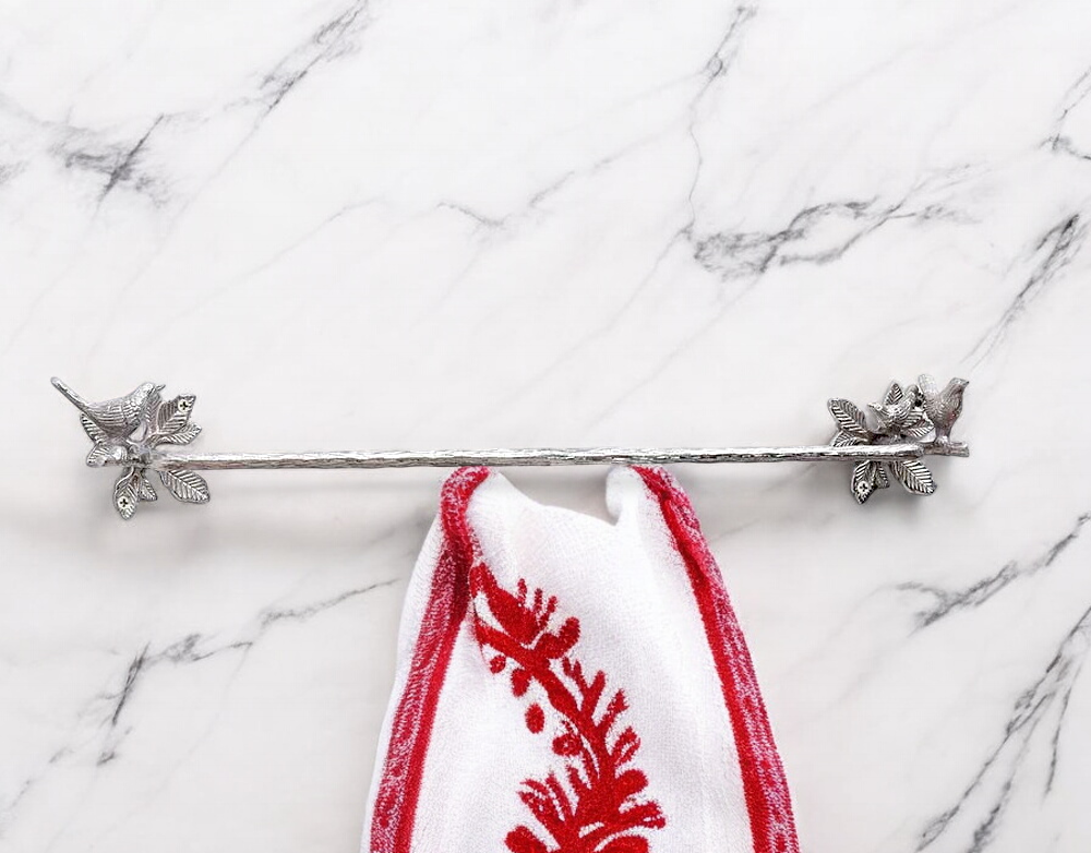 Brass Bird Towel Rack - Chrome Finish