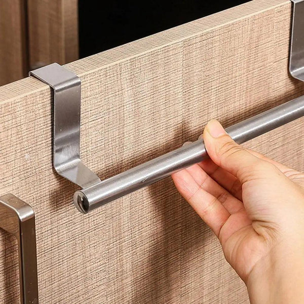 Towel Rack Over Door Towel Bar Hanging Holder Stainless Steel Bathroom Kitchen Cabinet Towel Rag Rack Shelf Hanger Tool Gadget